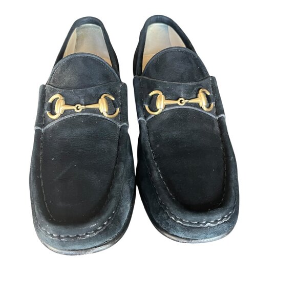 Vintage Gucci Black Suede Horsebit Loafers - Size 6.5 - Picture 4 of 16
